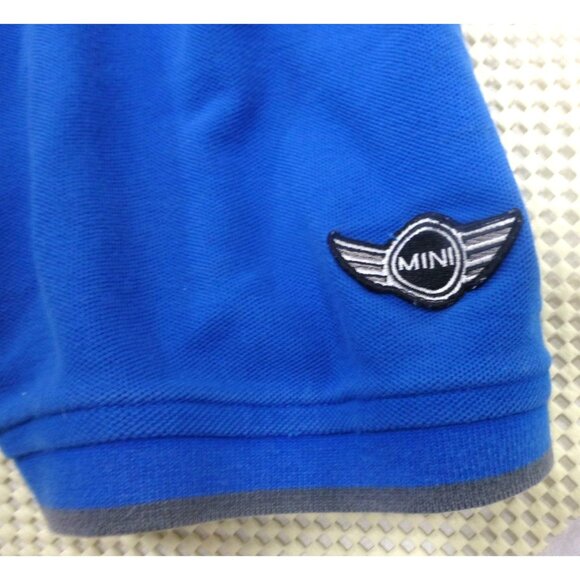 Mini Cooper Mens XL Blue Polo Shirt With Car And Logo Details Button Collar Shor - Picture 3 of 8